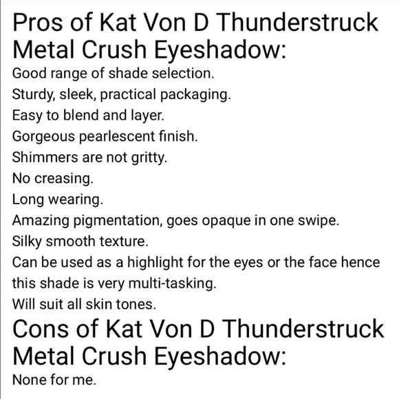 Kat Von d metal crush eyeshadow thunderstruck Nwt - Picture 3 of 5
